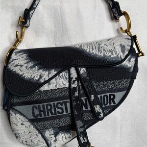 Dior Monochrome Canvas Saddle Bag with Gold Accents NWOT